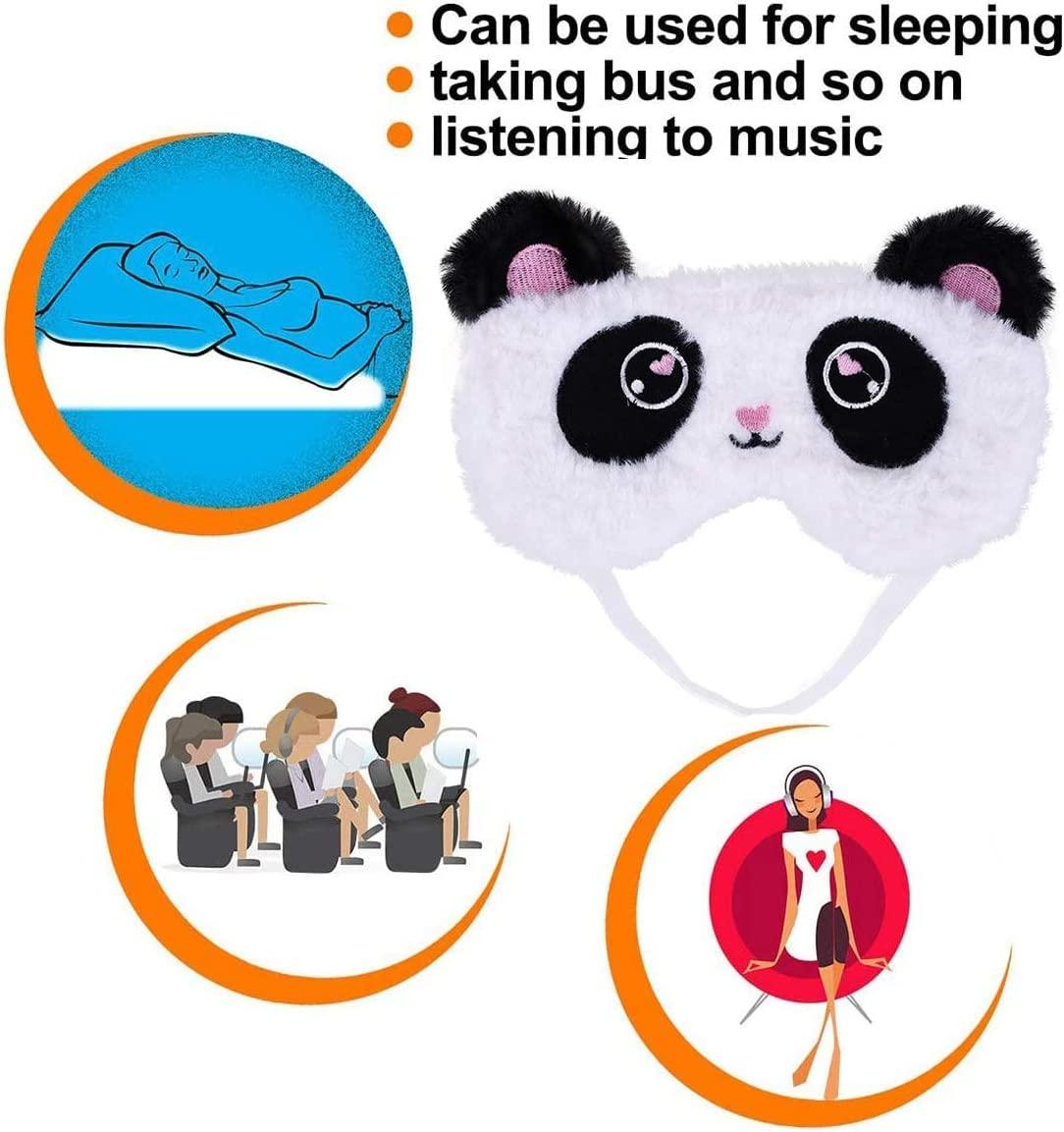 AUXA AUXA ute Panda Sleeping Mask Soft Fluffy Plush Blindfold Funny Novelty Sleep Mask Eye Cover Eyeshade for Girls Boys Women Men Kids Night Nap Travel Meditation 1pc