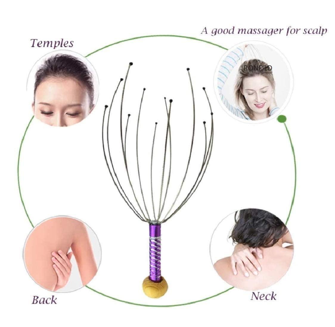 RONFILD RONFILD Manual Head Scalp Massage's Claws ,Wooden Handles,12 Steel Wire Head Massager (Pack -1), Home Massage Relax - Massage The Acupuncture Points on The Head or Body