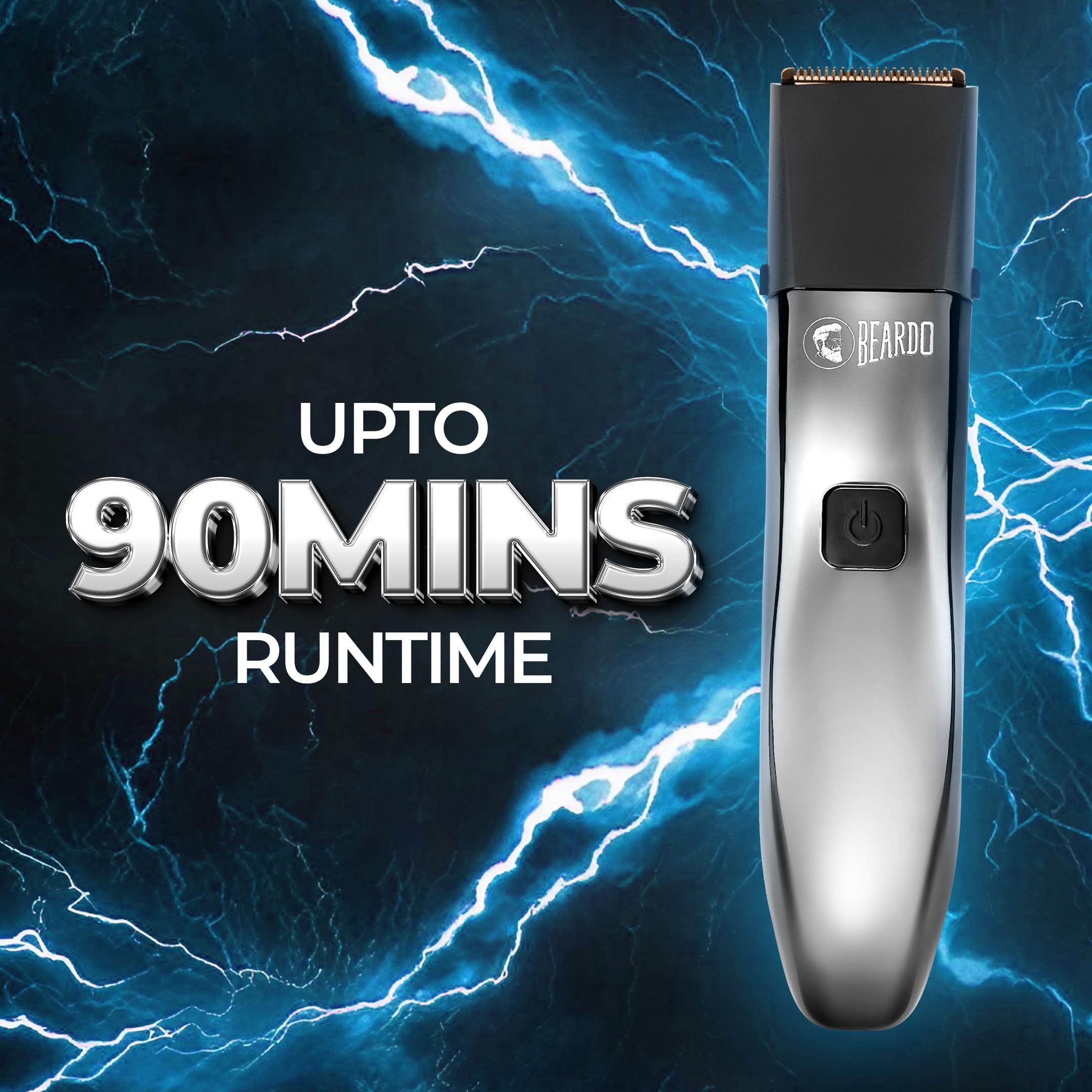 BEARDO Beardo Chrome Beast Multipurpose Full Body Groomer Trimmer Set For Men | 40 Length Settings | 8 attachments | Beard/Hair/Body/Precision/Ear/Nose Trimmer|With Dock|90 min. run time | All-in-1 trimmer | Gift For Brother | Gift For Friends