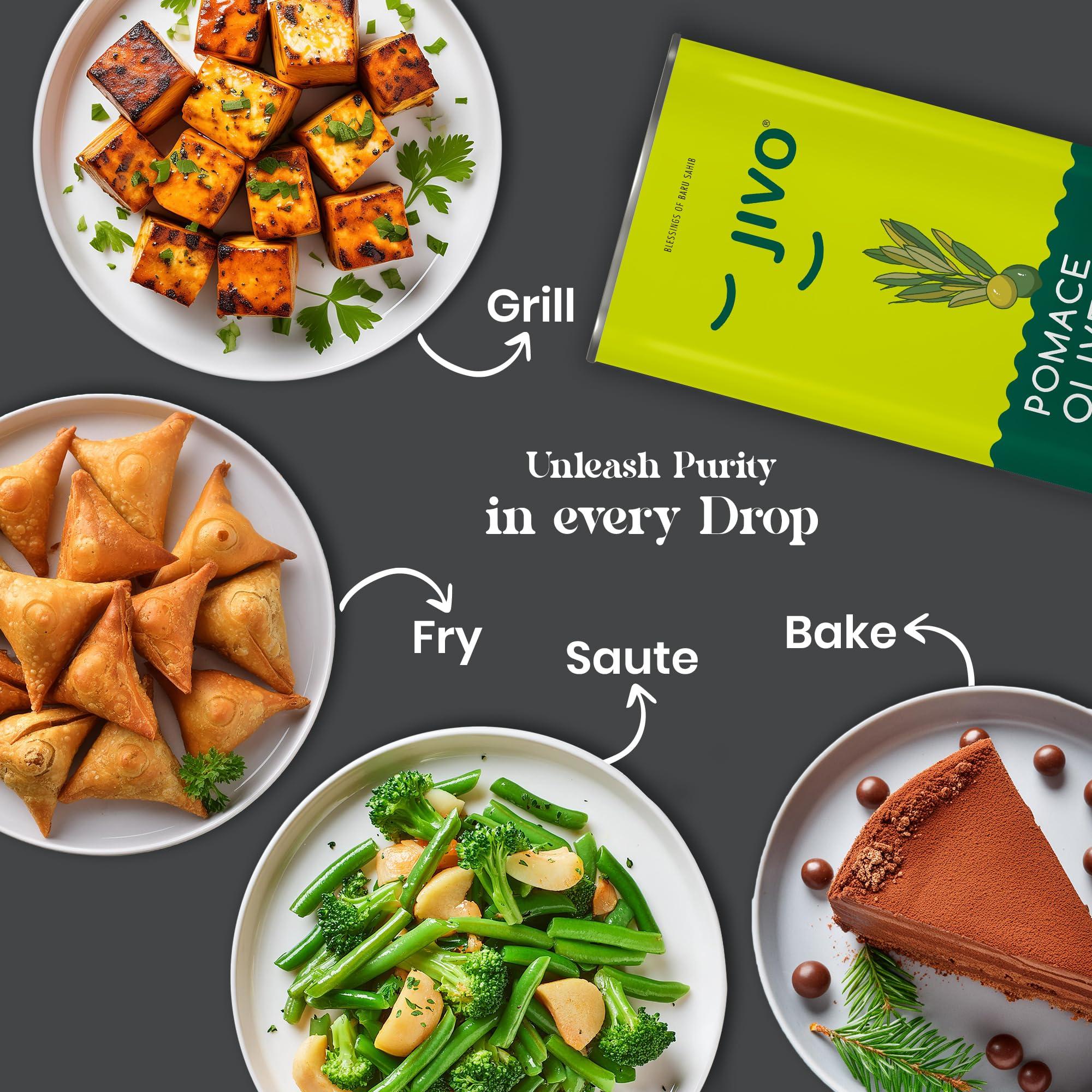 JIVO Jivo Pomace Cooking Olive Oil Pack of 6 Litres (5L Tin with 1L Pet Bottle) | Ideal for Roasting, Frying, Baking All type of Cuisines| Healthy Cooking Oil for Daily use |