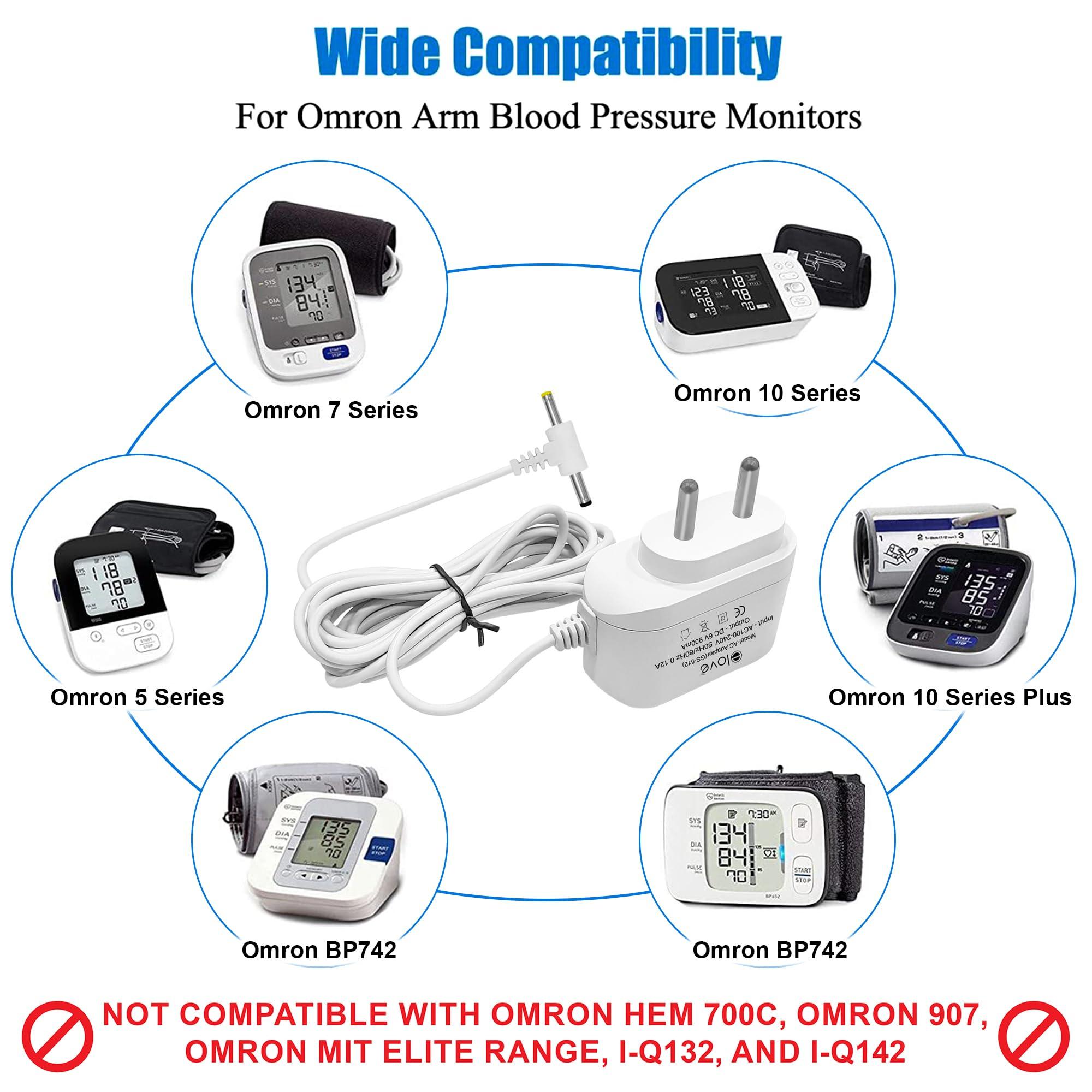 elove Elove BP Adapter for Blood Pressure Monitor 5, 7 Series / 6V AC/DC BP Machine Adapter with 10 Feet Extended Cord - White