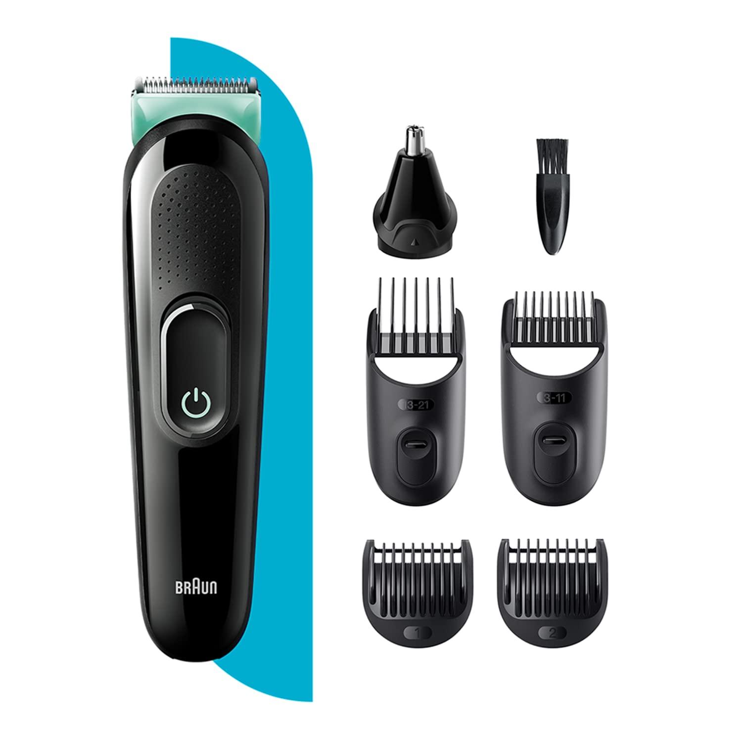 Braun Braun Body Groomer 3 for Men from Gillette, BG3340, Gray/Black & Braun MGK3321, 6-in-1 Beard Trimmer for Men from Gillette, All-in-One Tool (Black/Vibrant Green)