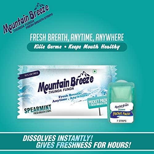 Mountain Breeze Mountain Breeze Sugar-Free Spearmint Fresh Breath Strips JAR 7 Strips each cassette (Pack of 40) 40 x 7 = 280 Strips