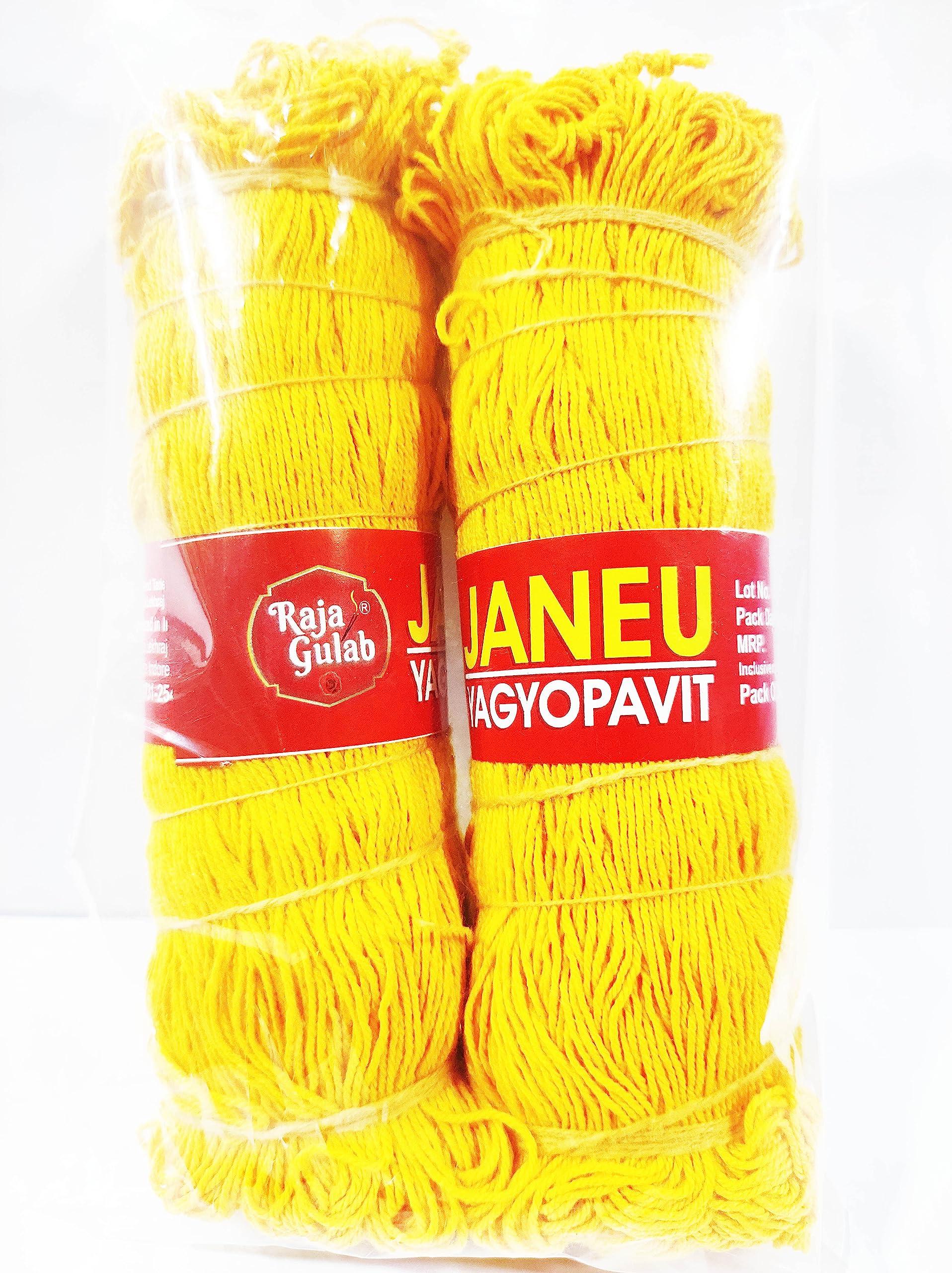 RAJA GULAB RAJA GULAB Haldi Pila Cotton Thread Long janau/janeu/Sacred Thread/yagnopaveeth dhaga Pack of Pic (100)