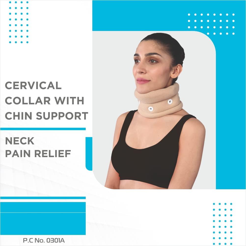 Vissco Vissco Cervical Collar With Chin Support, Neck Support for Stability & Relieves From Neck Pain, Excessive strain on the neck muscles - Small (Beige)