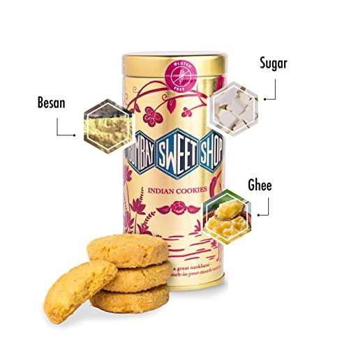 BOMBAY SWEET SHOP Bombay Sweet Shop Indian Gluten-free Cookies | Nankhatai | Tea-time Snack | 100% Vegetarian & No Preservatives (150gm, Pack of 4)