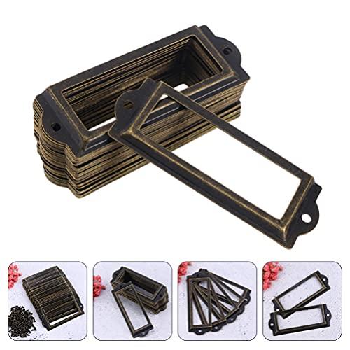 TOPBATHY TOPBATHY 24pcs Copper Metal Card Holder Drawer Pull Drawer Tag Label Holders Label Frame Card Pull Handles for Office Library File Cabinet Accessories