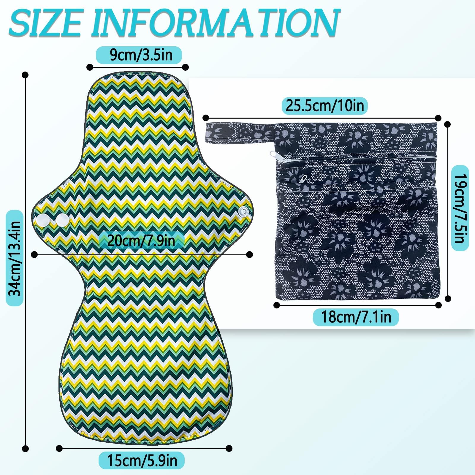 ZCOINS ZCOINS 4PCS Overnight Pads 13.5inch Reusable Pads Menstrual Heavy Flow, Washable Cloth Pad with 1 Zipper Bag