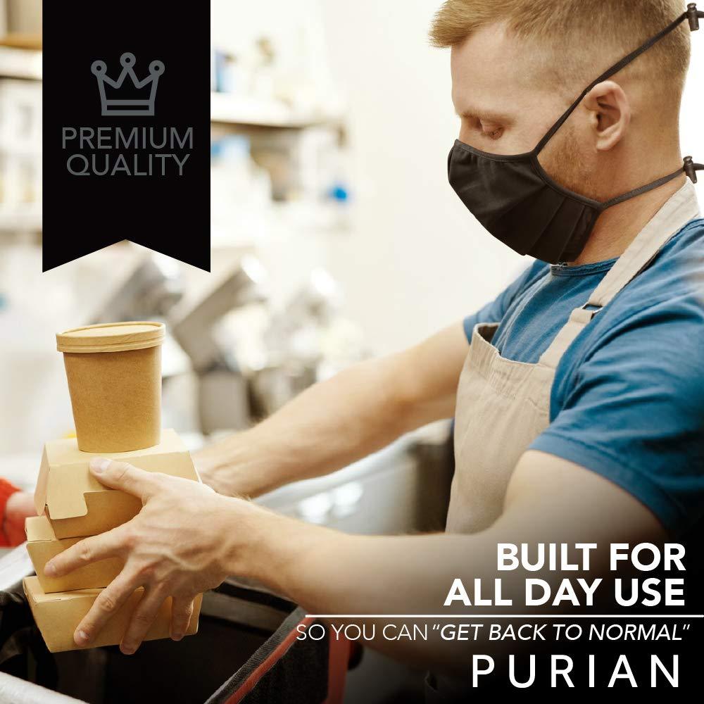 PURIAN Purian Face Mask for Men with Beards | Black Tie Behind Straps For All Day Use