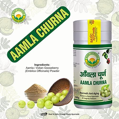 BASIC AYURVEDA BASIC AYURVEDA Aamla Churna 100 Gram | Indian Gooseberry (Amla) Powder Contains Vitamin C & Iron | Ayurvedic Supplements for Overall Health Balance