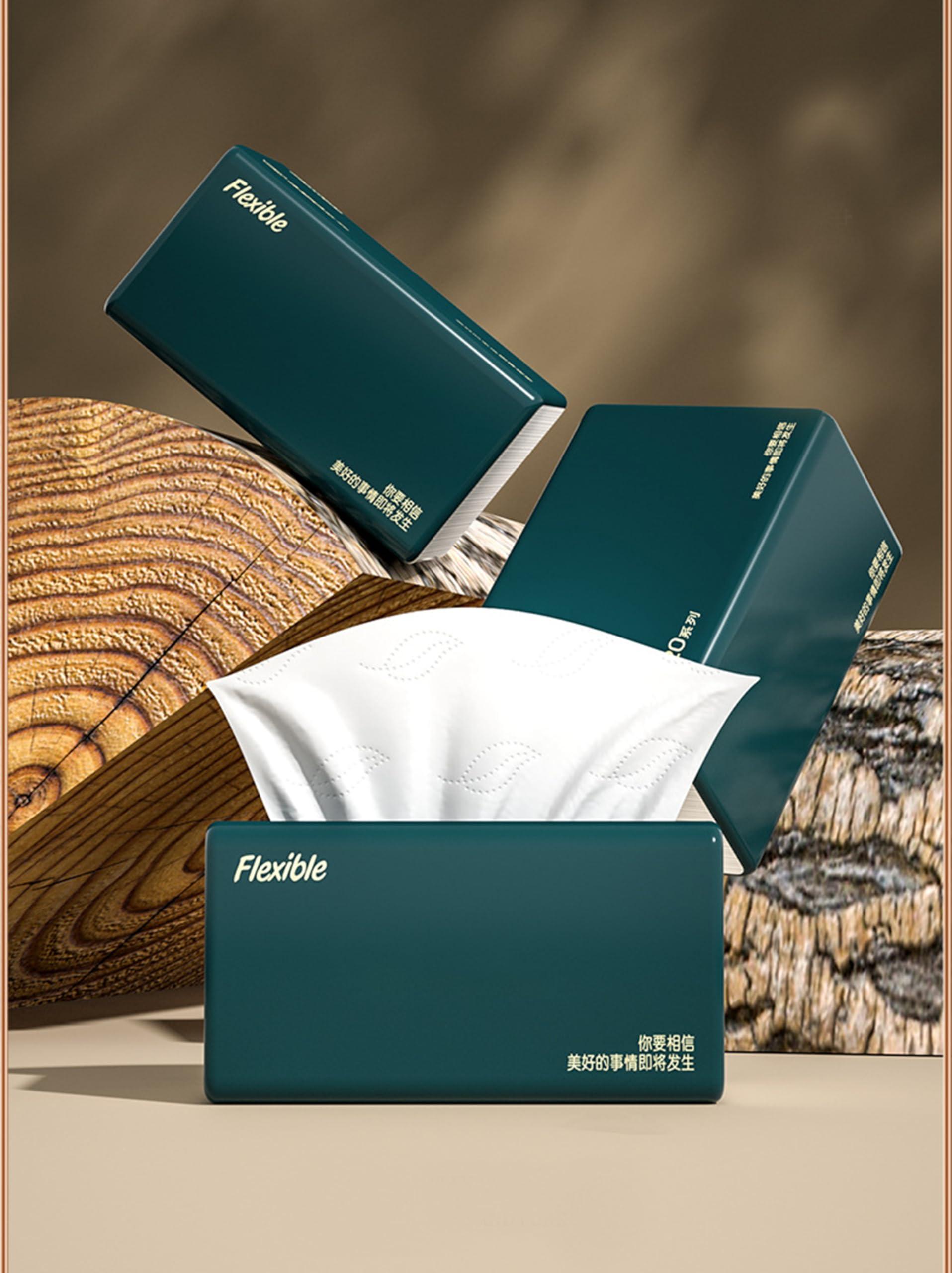 Orange Paper Orange Paper 4 Ply bamboo pulp Facial Tissue Soft Pack, Car Tissue Refill, Disposable Facial Tissues, Face Towel, Tissues Travel Size Pack for Car, 70 Pulls per pack (4 PLY - Pack of 3)