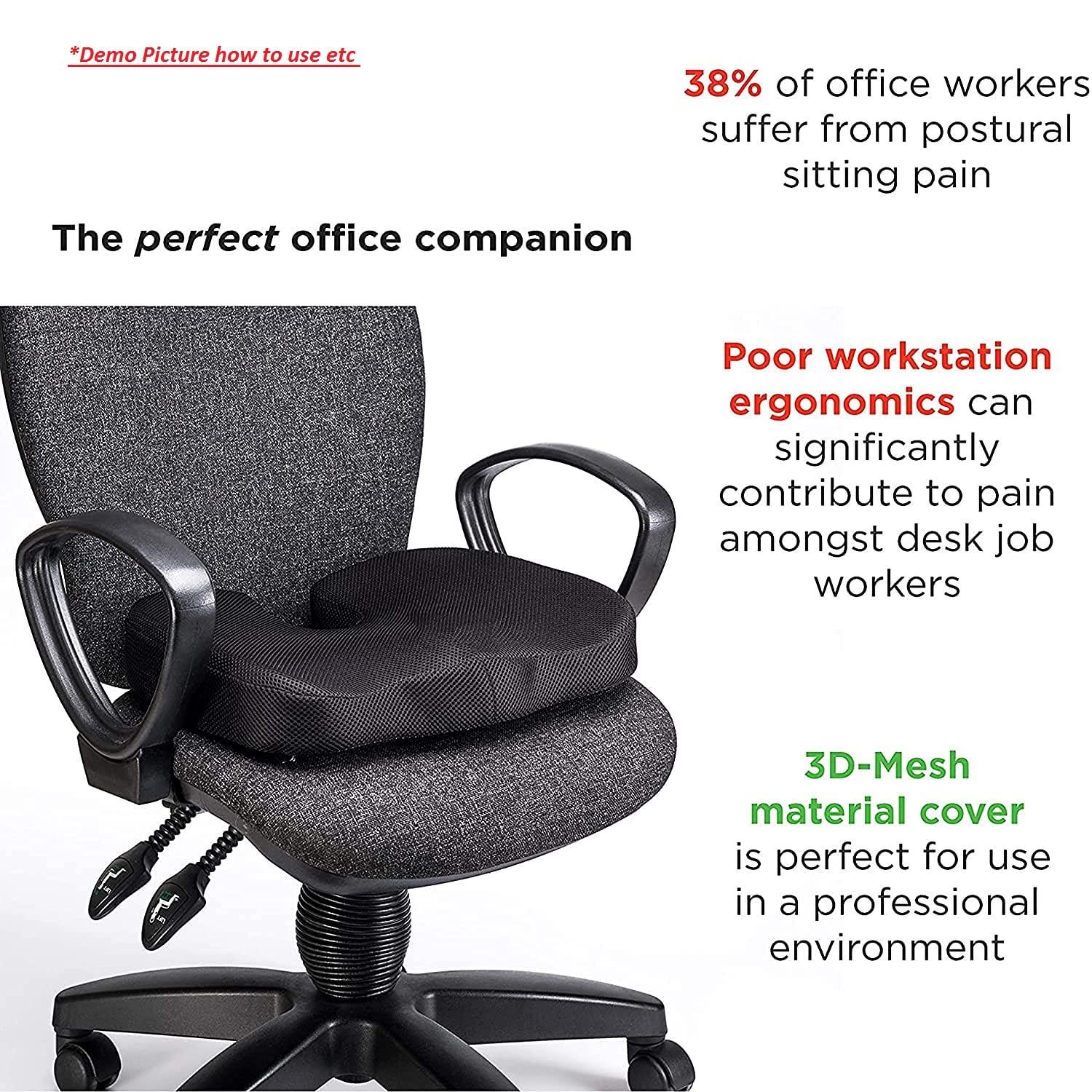 Multiple See Warranty Card ORTHO BUY Car Seat Cushion for Office Chair, Desk and Wheelchair Orthopedic Pu Foam Coccyx Cushion for Tailbone, Sciatica, Back Pain Relief, Washable Cover