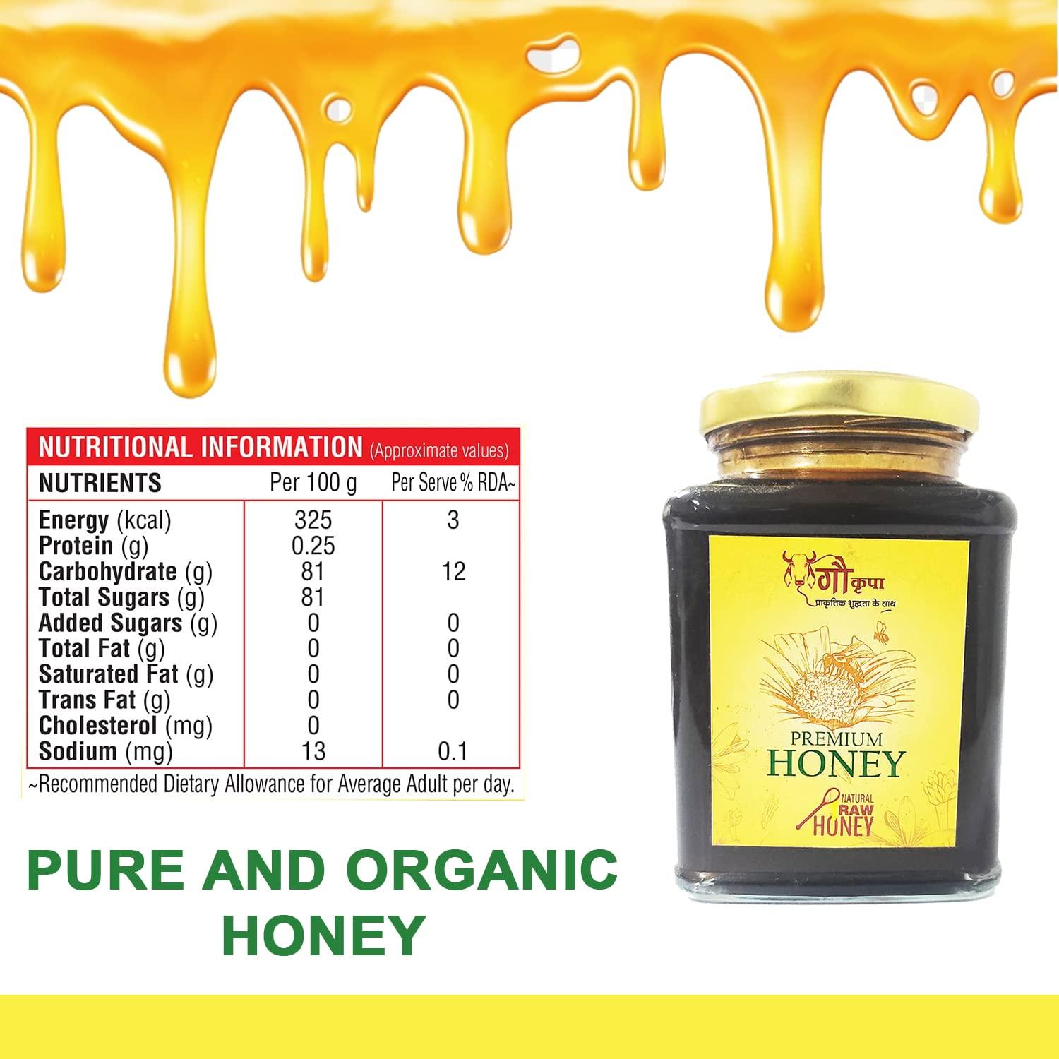 GauKrupa GauKrupa Forest Honey Shahad | Natural and Original Honey | 100% Pure Raw and Unprocessed Honey Sahad Good for Skin & Health, No Added Artificial Flavor & Sugars or Colours | Bottle (500 Gram)