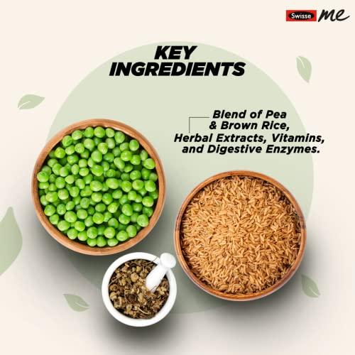 Swisse SwisseMe Plant Protein with Free Shaker- Daily Nutrition For Men & Women - Zero Added Sugar, 24g Vegan Pea Protein For Post Workout Recovery, Lean Muscle Building & Strength (Chocolate Flavor, 500g)