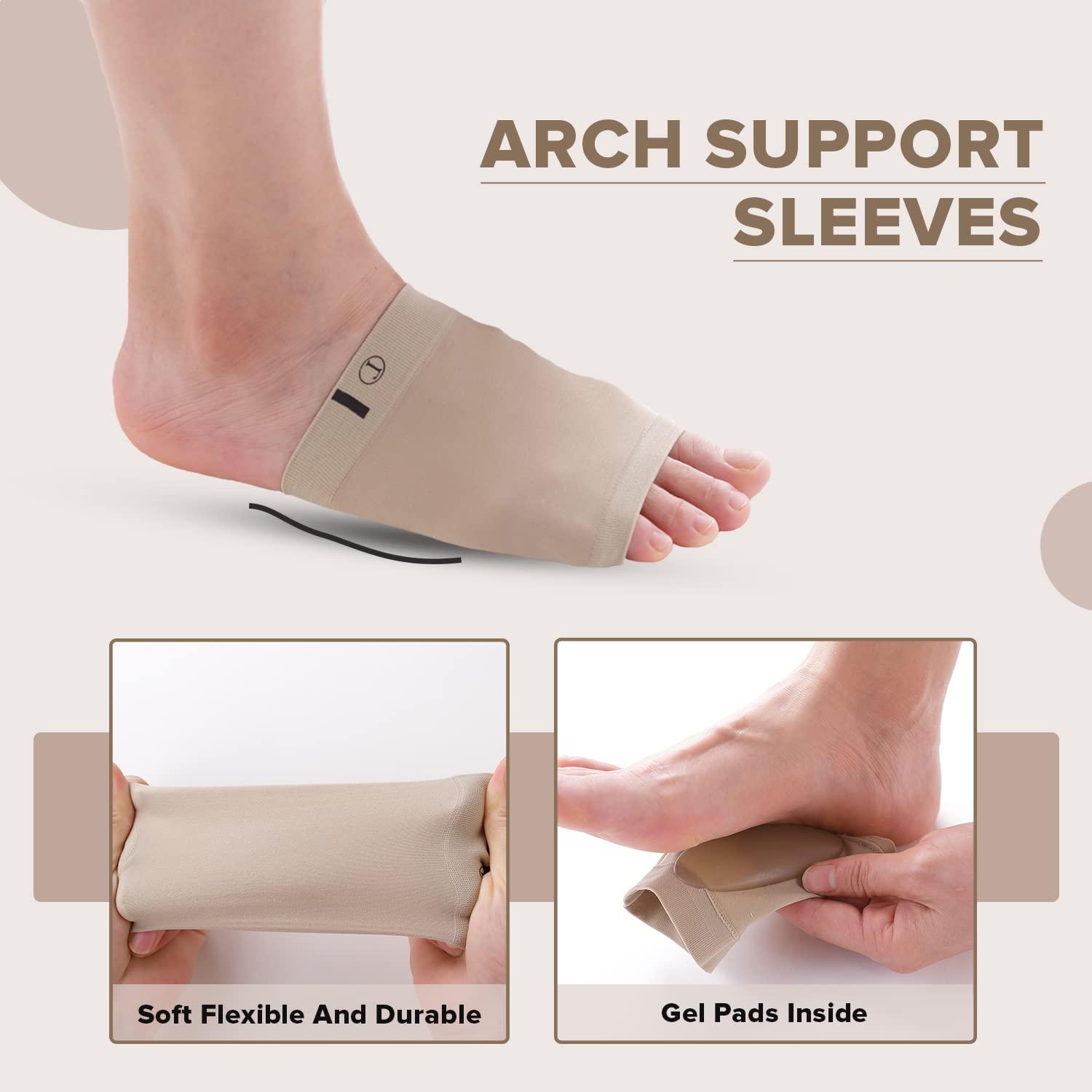 Dr Foot Dr Foot Arch Support Sleeve Cushion | For Plantar Fasciitis, Foot Pain, Muscle Relaxation, Fallen Arches | For Men & Women | Free Size With Beige Color -1 Pair (Pack of 3)
