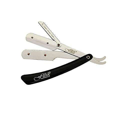Fllik Fllik Barber Razor Barber Folding Shaving Razor for Salon Use for Men and Boys Stainless Steel Black Handle
