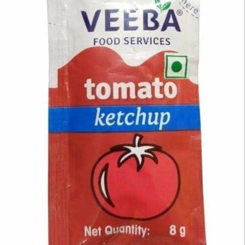 VEEBA Veeba Tomato Ketchup (MRP-Rs.1.5/- each sachet) 8 Gram 200 Sachet (2 pack of 100) with keyring of Rs.99/-