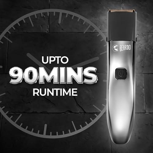 BEARDO Beardo Chrome Beast Multipurpose Full Body Groomer Trimmer Set For Men | 40 Length Settings | 8 attachments | Beard/Hair/Body/Precision/Ear/Nose Trimmer|With Dock|90 min. run time | All-in-1 trimmer | Gift For Brother | Gift For Friends
