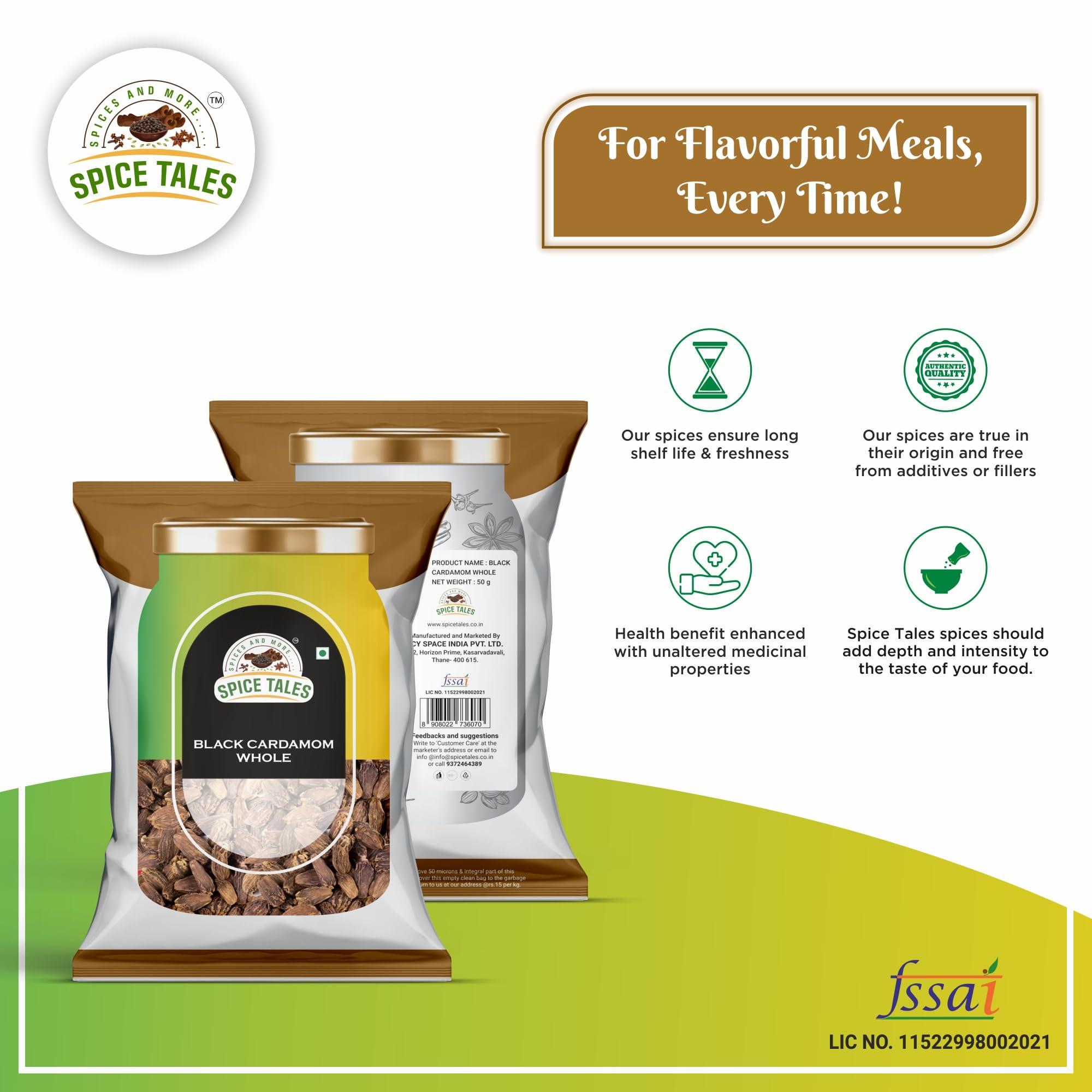 SPICE TALES Spice Tales Black Cardamom whole/Black Large Cardamom/Badi Elaichi/Lal Elaichi 50 g