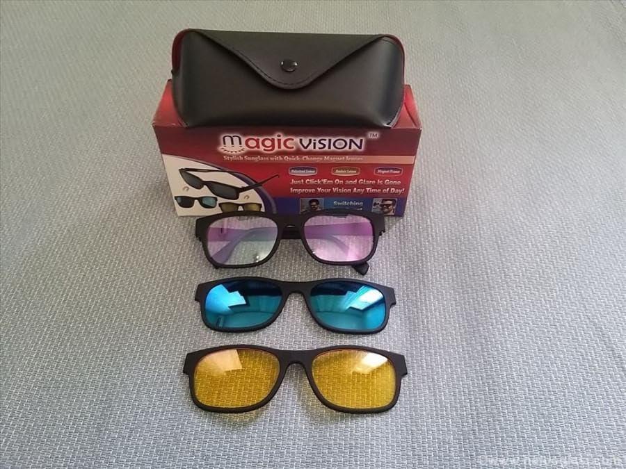 SUZIE ENTERPRISE Magic Vision Sun Glasses (3 in1) Quick Change Magnet Lenses Frame Stylish Sunglasses