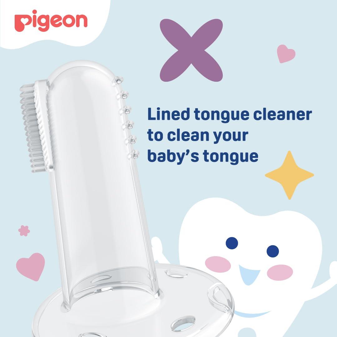 Pigeon PIGEON BABY SILICONE FINGER TOOTHBRUSH FOR 3+ MONTHS BPA FREE WITH 0-4 MILK TEETH