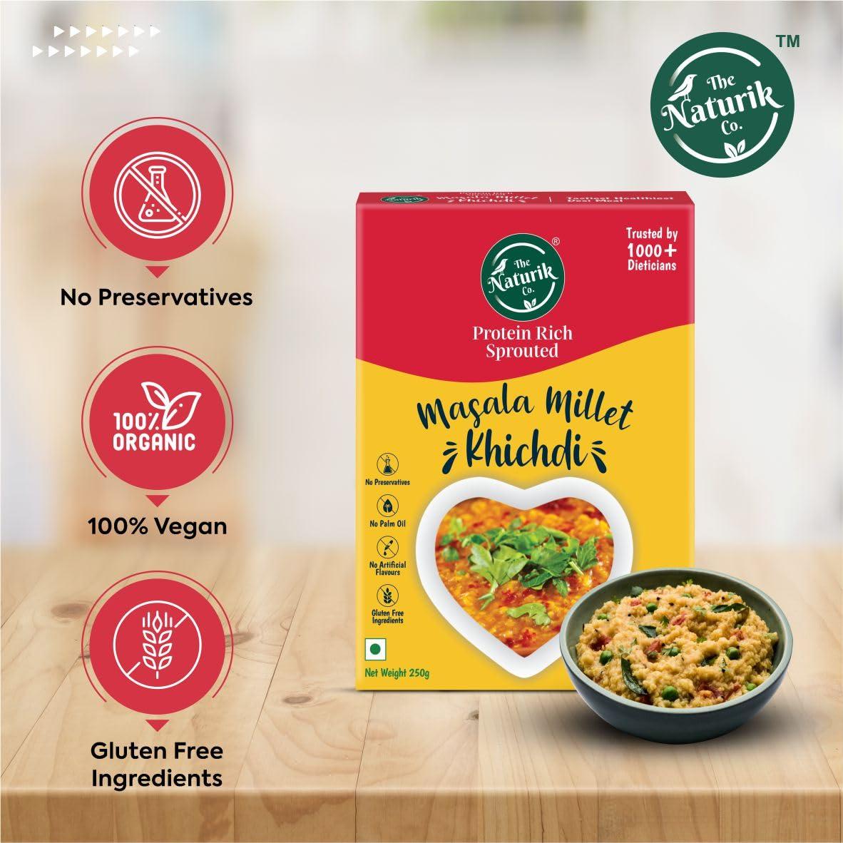 The Naturik Co The Naturik Co. Masala Millet Khichdi 500g: Ready to Eat, High Protein, Gluten-Free, Vegan, Low Calorie and No Preservative