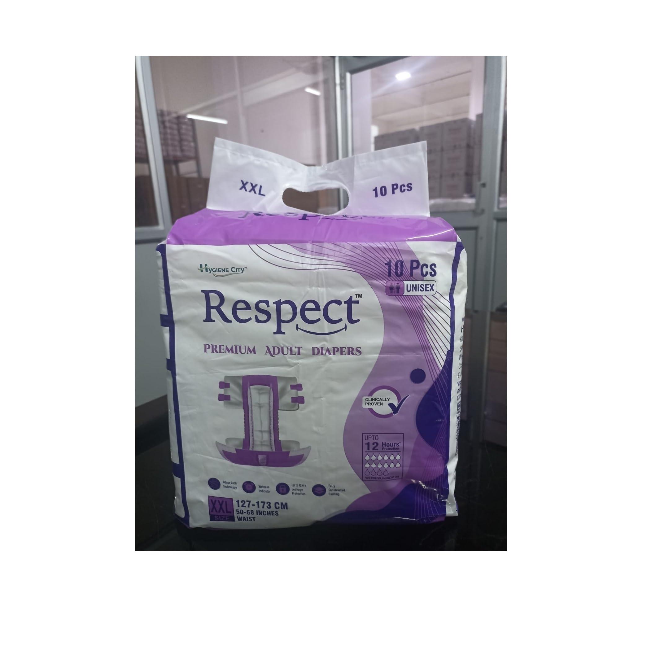 Generic Respect Adult Unisex Diaper XXL Waist Size- 127-173 cm Pack of 3 (30 Count)