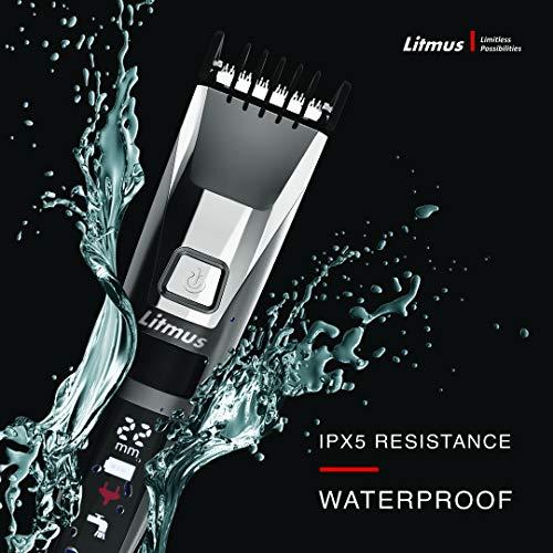 Litmus LITMUS Stubble Pro Corded and Cordless Waterproof Beard Trimmer with Digital LED Display and Fast Charging, 60 Mins Run Time (Black and Grey)