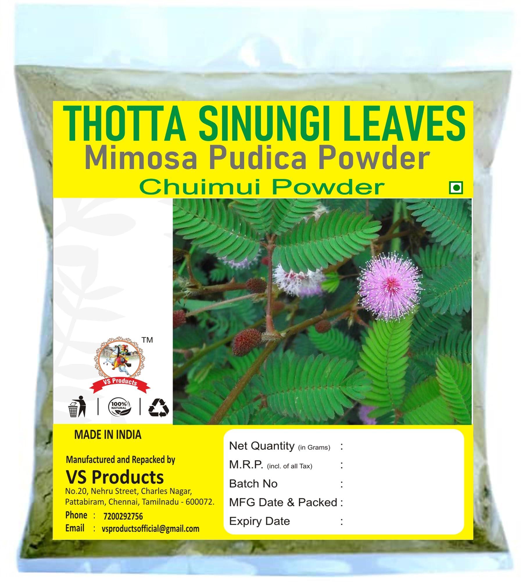 VS Products VS Products Thotta Sinungi Leaves Powder, 150g, Mimosa Pudica Powder, Mudatha Damara, Lajalu, Muttidare Muni, Thottavadi, Ajalikalika, Sleepy Plant Powder, (pack of 1 x 100g, pack of 1x 50g)