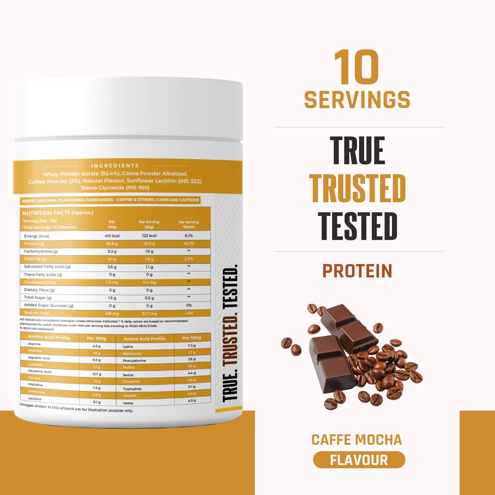 NATURALTEIN NATURALTEIN Natural Whey Protein Isolate Caffe Mocha - 300g (Naturally flavored, Non GMO, No Artificial Sweeteners).
