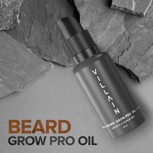 VILLAIN VILLAIN Beard Grow-Pro Oil, 30 Ml For Faster Beard Growth And Thicker Beard, Non Sticky, Best Beard Oil, Nourishes & Strengthens Uneven Patchy Beard & Moustache, Pack of 1