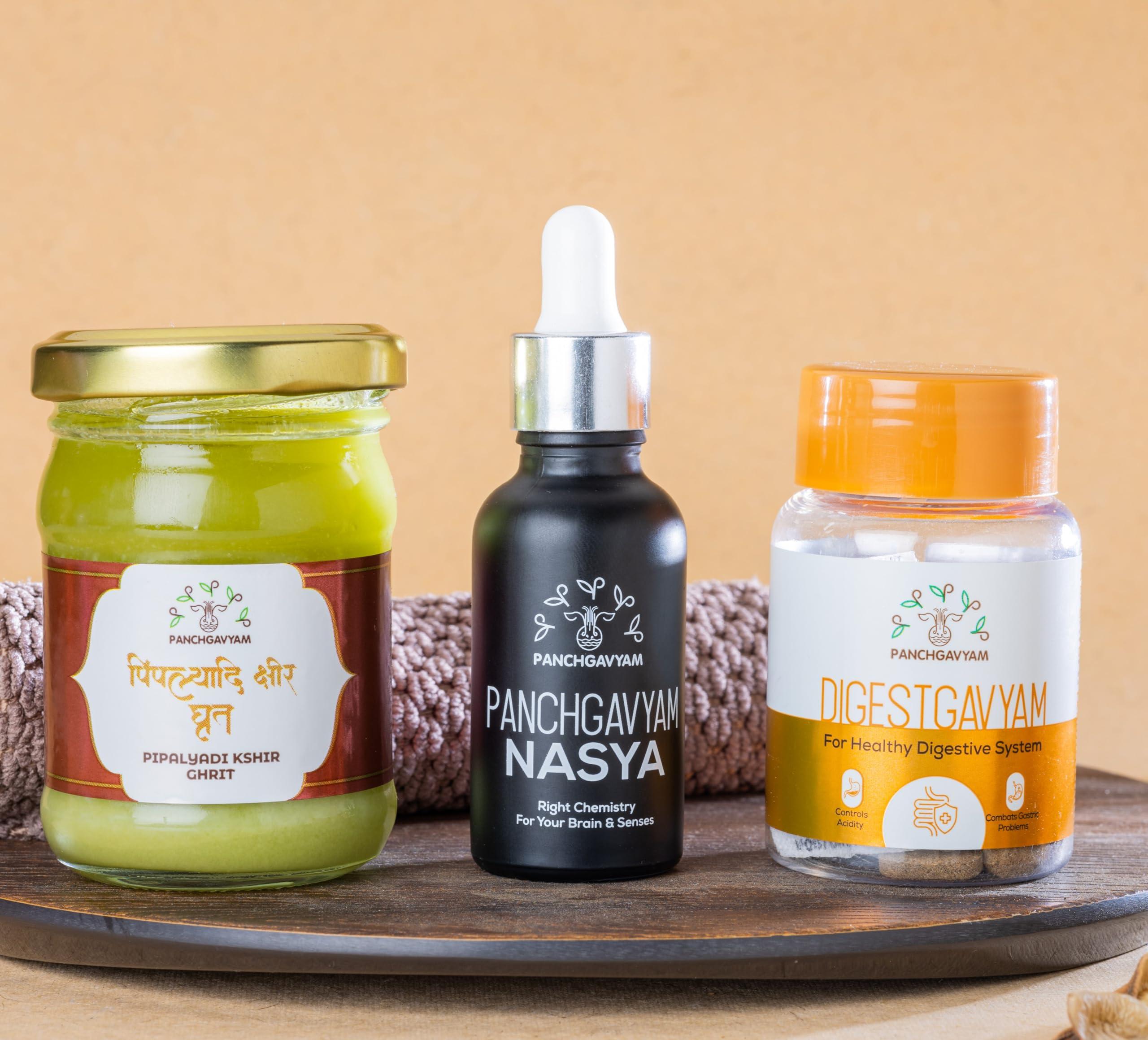 PANCHGAVYAM Panchgavya Digestion kit|Health Hamper |Helps to Improves Digestion|Helps in Gastric and Acidity | Products made with Natural herbs|Box of health & happiness|Diwali GIFT