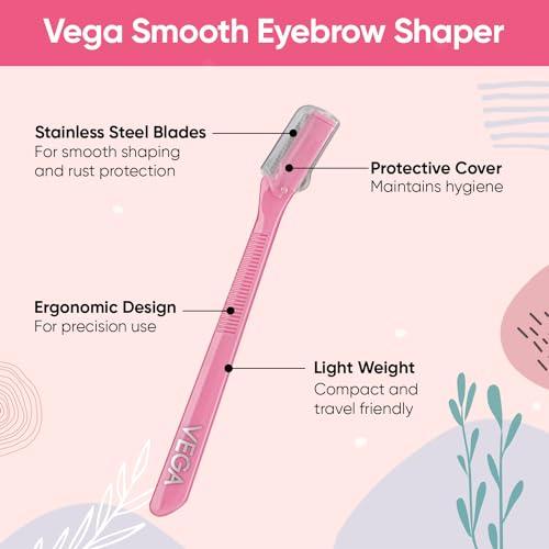 VEGA Vega Eyebrow Shaper for Women - Pack of 3 Reusable Face Razor, Painless Facial Hair Removal, Razor for Face, Eyebrows, Upper Lips, Chin, Side Locks, Forehead, (ESS-01)