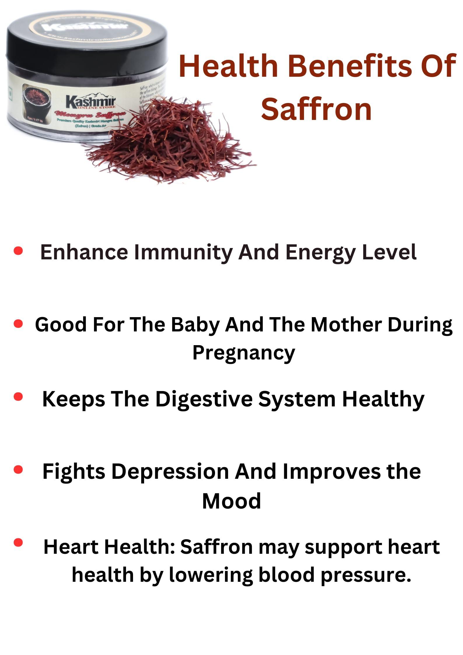 Kashmir ONLINE STORE Kashmir Online Store Original Saffron - Natural & Pure Finest Grade Kashmiri Kesar For Pregnant Women, Cooking, Face & Skin. (5Gm)