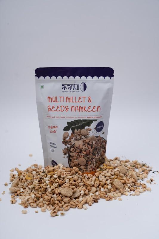 avantii reconnect to your roots Avantii Multi Millet & Seeds Namkeen 100g Pack is a Good Recipe For an AnyTime Snack. Be it a Quick Morning Evening Snacks 100g (Pack of 3)