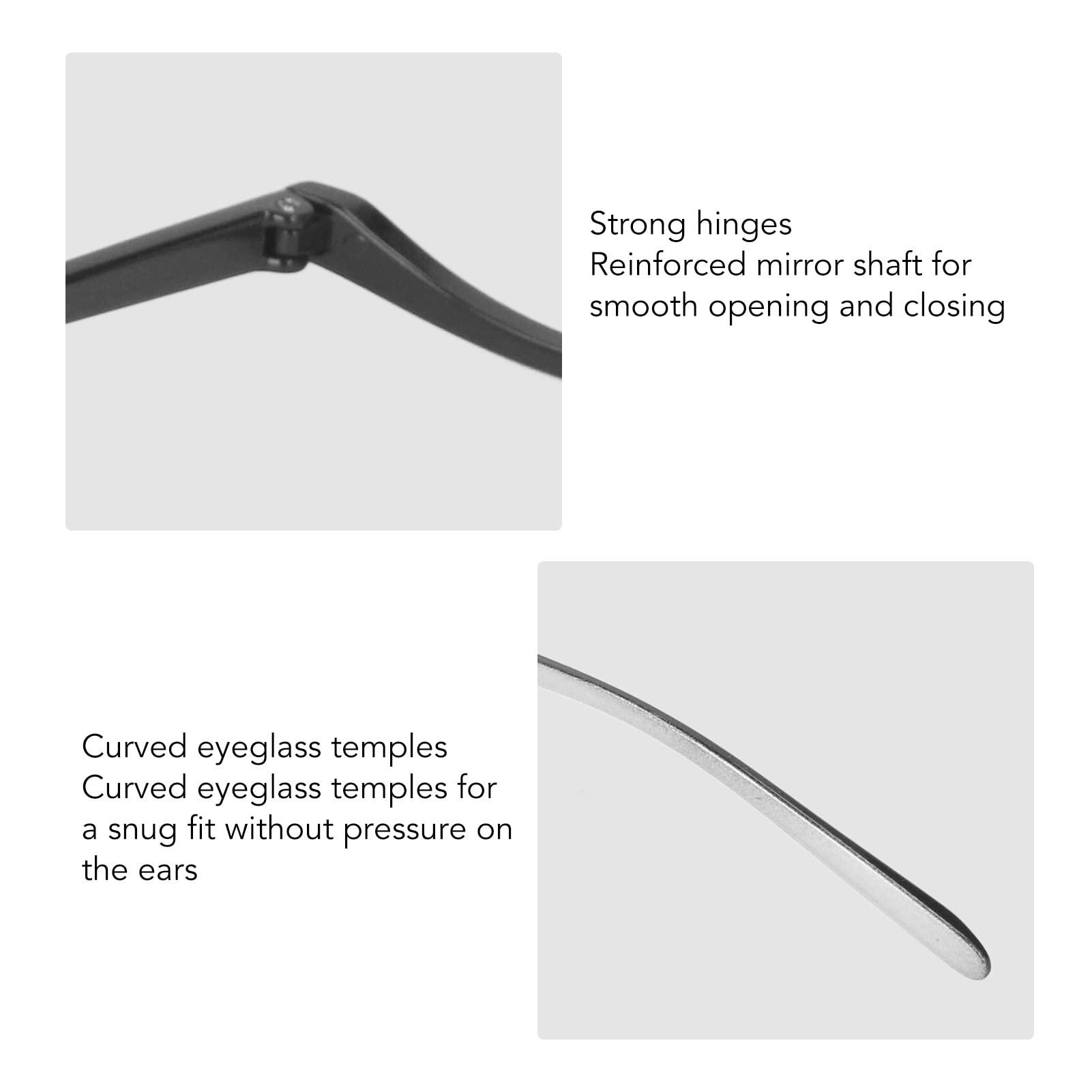 cooden Makeup Reading Glasses, Magnifying Single Lens Rotating Eye Make Up Reading Glasses, Flip Down Lens Folding Magnifier Makeup Glasses Cosmetic Readers with Case for Women, Ladies (+2.00)