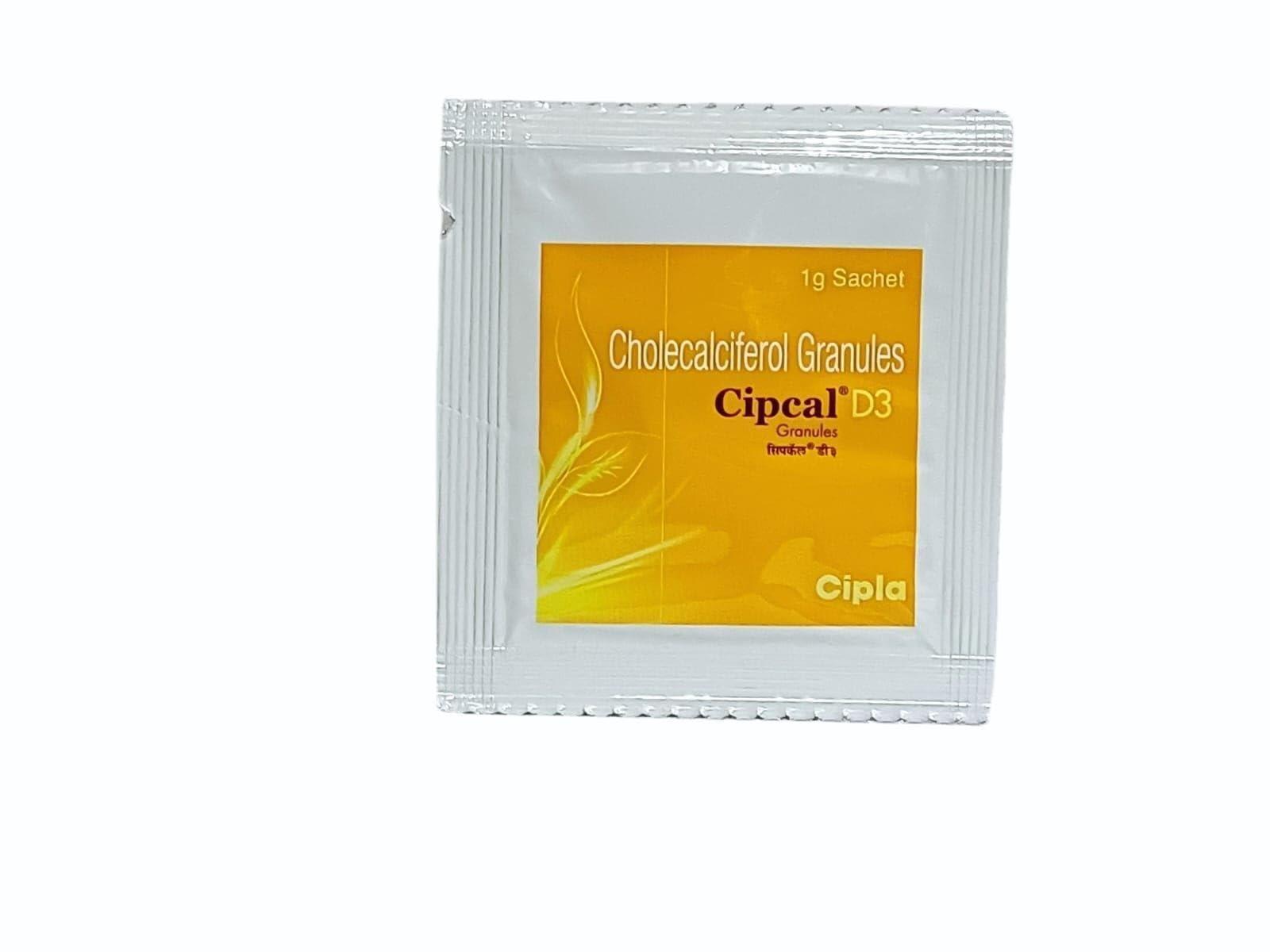 Generic Cipcal D3 Granules Vitamin D3 supplement Cholecalciferol Pack of 10 Sachets (each 1 gram) (1)