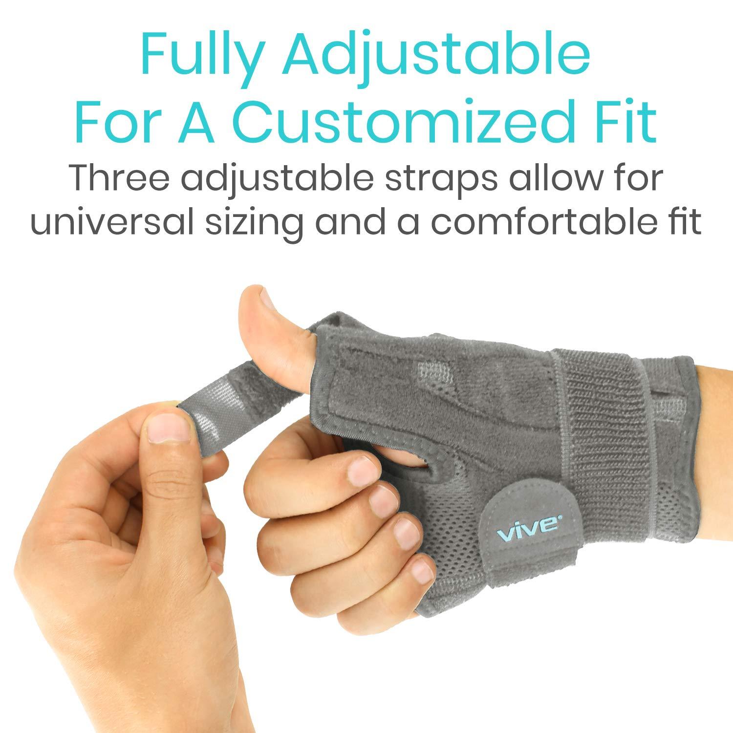 VIVE Vive Arthritis Thumb Splint - Spica Support Brace for Right and Left Hand - CMC Osteoarthritis Restriction for Pain, Sprains, Strains, Carpal Tunnel & Trigger Finger - Immobilizer Wrist Strap