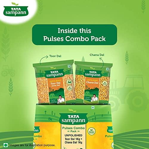 Tata Sampann Tata Sampann Pulses Combo Pack, Unpolished Toor Dal (Arhar Dal) & Unpolished Chana Dal, 2 kg