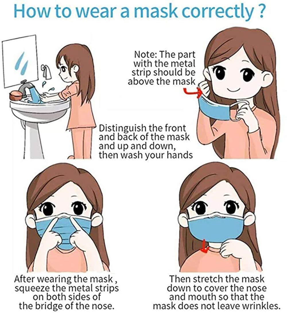 ApePal ApePal Non Woven fabric Cute Kids Satety Face Mask,Children\'S 3 Ply Protective Earloop Disposable Sanitary Face Masks With Pandon Print,50Pcs, Blue