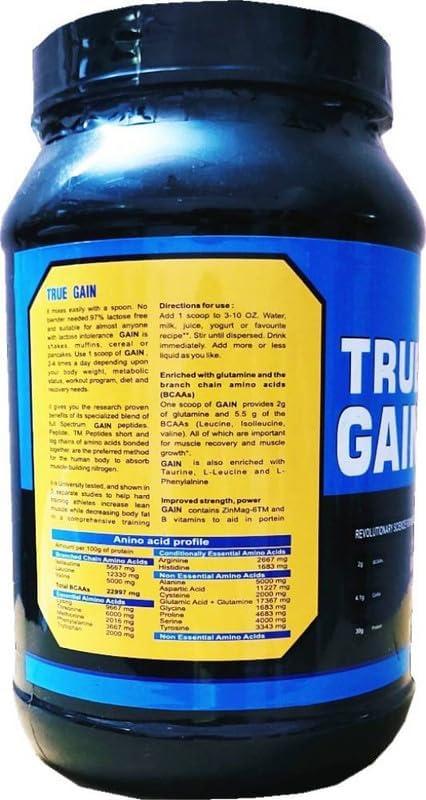 Generic GK KING SERIES True Gain Mass & Weight Gainer for Natural Gain for Pre & Post Workout, Enriched with Glutamine and BCAA (Kesar Kulfi, 1KG/2.2 LBs)