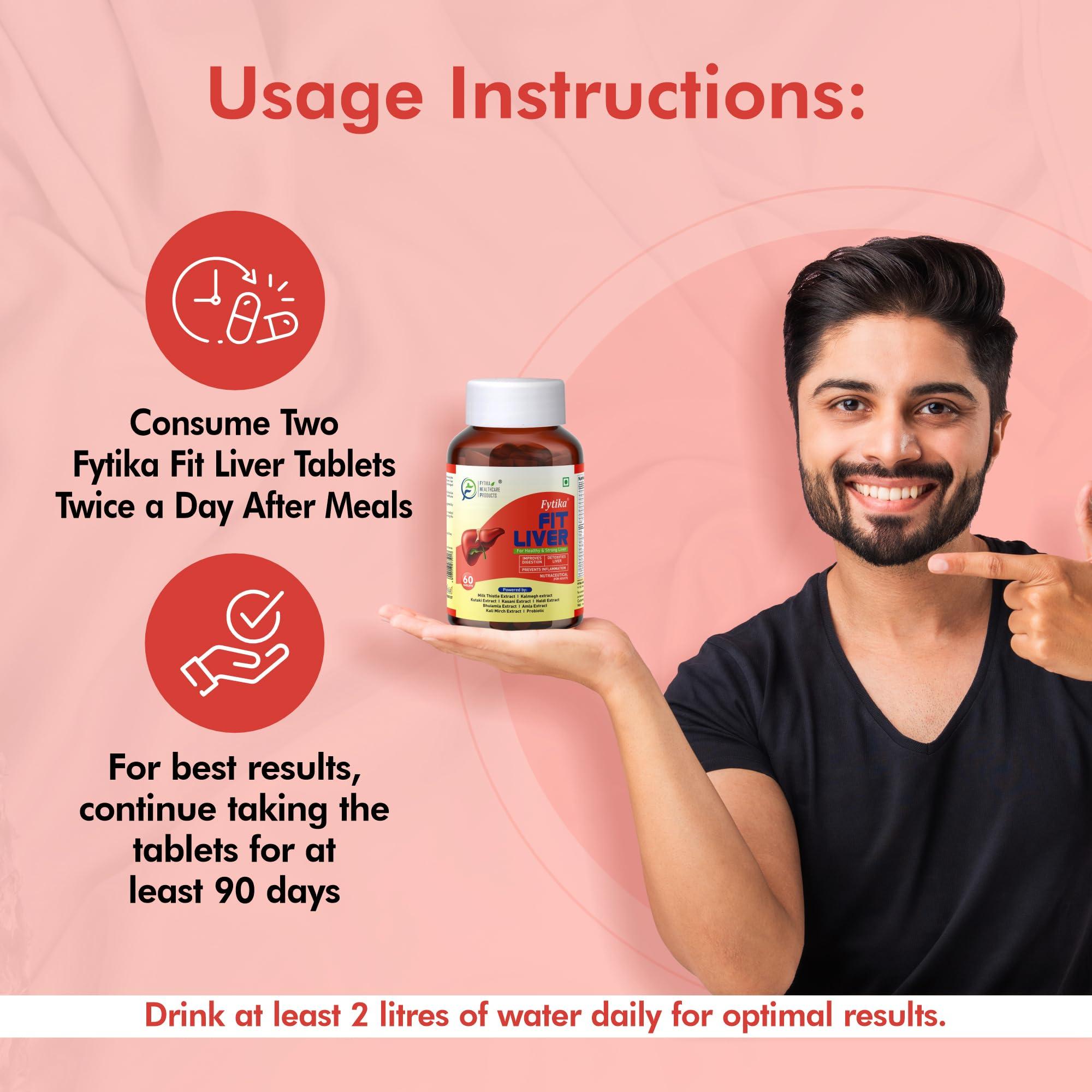 FYTIKA HEALTHCARE PRODUCTS FYTIKA HEALTHCARE PRODUCTS Fit Liver Detox Supplement with Milk Thistle (60 Tablets) | For Healthy and Strong Liver| Enriched with Milk Thistle, Kalmegh, Kutki, Curcumin, Bhuiamlaki and Probiotics