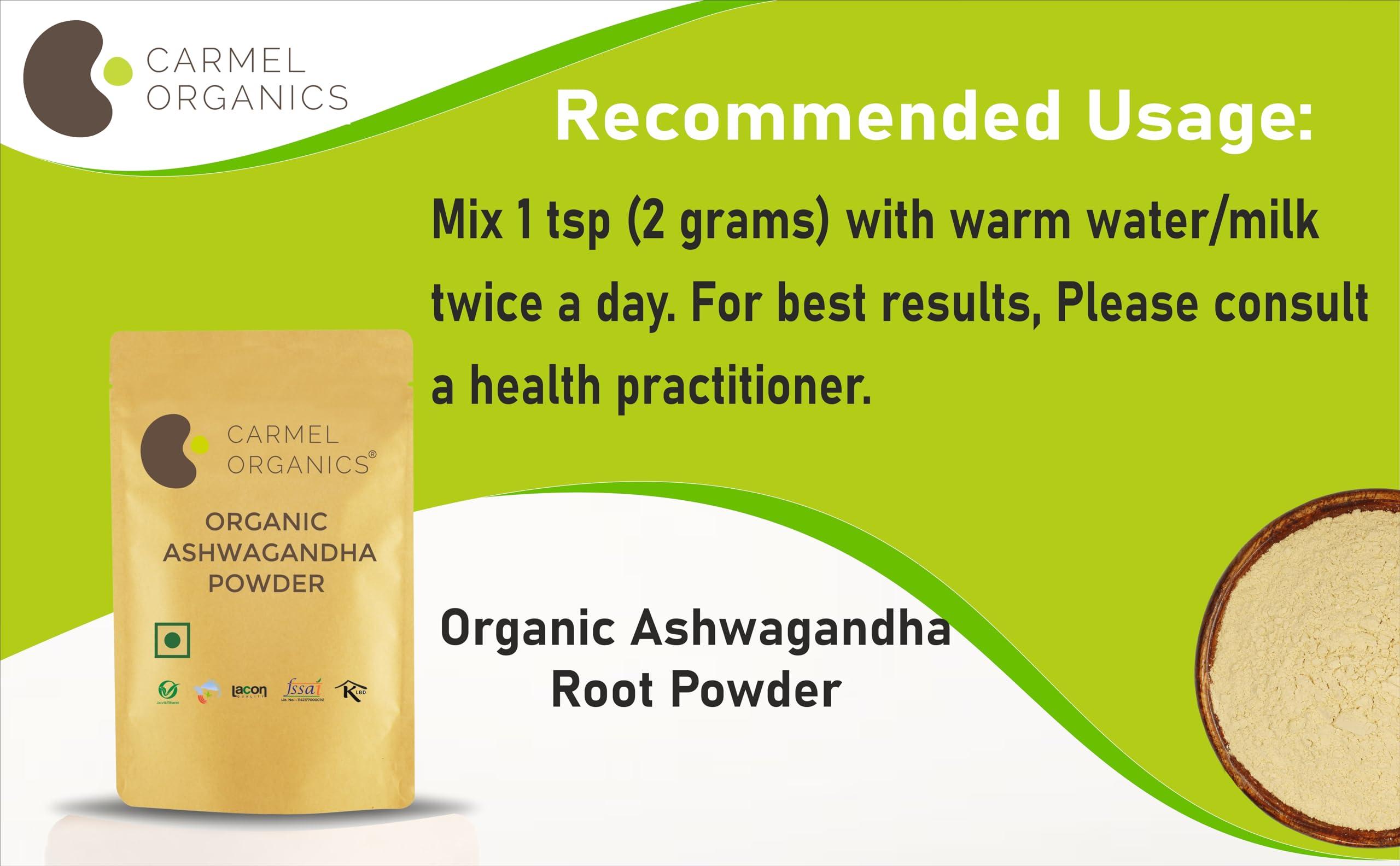CARMEL ORGANICS CARMEL ORGANICS Ashwagandha Root Powder (227 Grams)|Jaivik Bharat Certified|Pure|Natural|Helps Fight Anxiety & Stress|Ashwagandha Podi/Amukkara Kizhangu/Asvagandha Churna