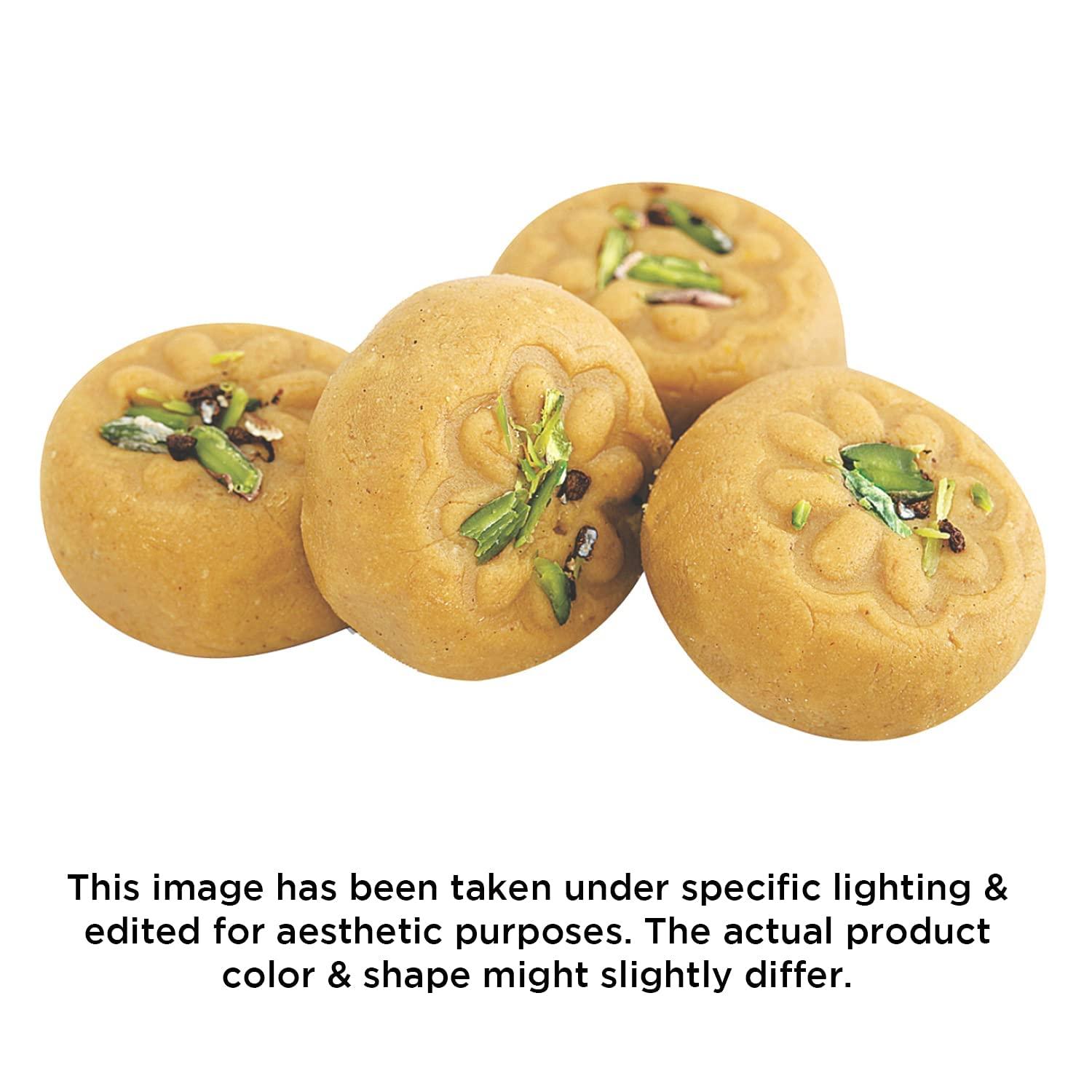 RSPR RSPR Fresh Indian Sweets Kesar Elaichi Doodh Peda Regular Pack, 1KG - Indian Sweets - Mithai
