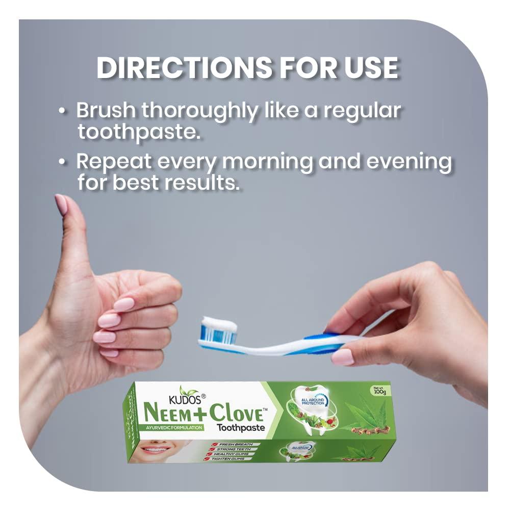 KUDOS Kudos Ayureveda Neem Clove Toothpaste I Prevents Cavities,Bad Breath,Tooth Decay I Help Fights Germ,Anti Bacterial Gumprotection Daily Use Toothpaste - 1 Count