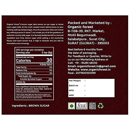 Organic forest Organic Forest Country Side Brown Sugar Mineral Rich And Raw Luscious Sugar 100 % Natural Brown Sugar Standard Zip Lock Pack Of 2000 Gm (1 kg (Pack of 2))