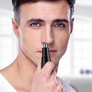 MAULION MAULION™ Nose Hair Trimmer, Electric Nose and Ear Hair Trimmers Clippers Removal Wet/Dry Mute Motor Double-Edge Waterproof Stainless Steel Beard Facial Hair Shaver for Men & Women (Black)