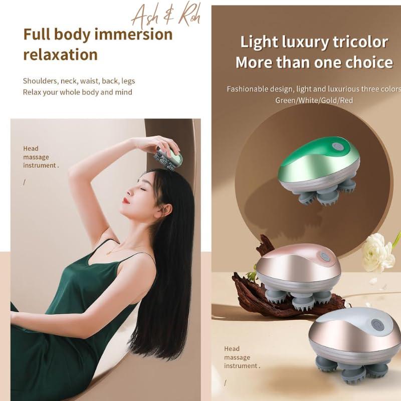 Ash & Roh Ash & Roh Electric Scalp Massager,Massager for Cat with 4 Massage Claws,Waterproof Portable Head Massager,Hair Growth Waterproof Body Massager for Pet Head Massage (green gold head massager)