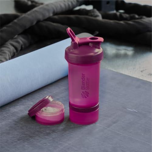 Blender Bottle BlenderBottle Shaker Bottle with Pill Organizer and Storage for Protein Powder, ProStak System, 22-Ounce, Plum