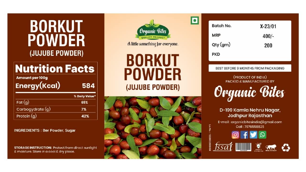 Organic Bites Organic Bites Borkut Powder in Jar | Borkut Churan Powder | Indian Jujube Powder. (200 GM)
